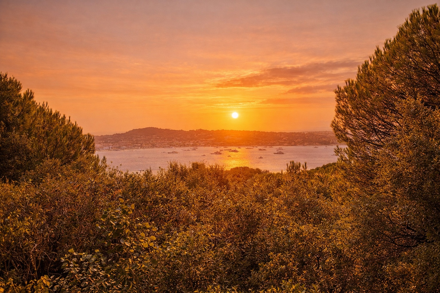 Panoramic sea view over the Gulf of Saint-Tropez